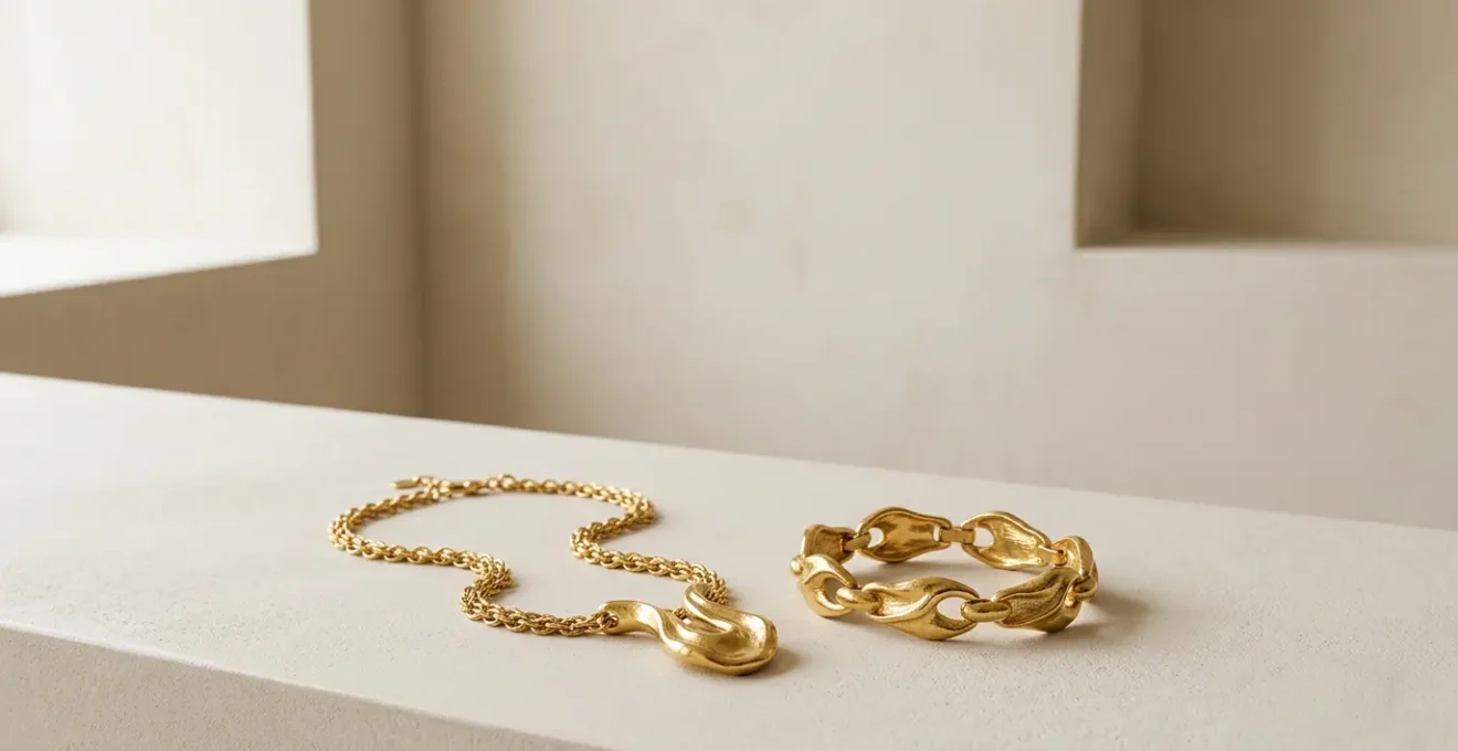 Joyería dorada de alta calidad sobre fondo elegante minimalista