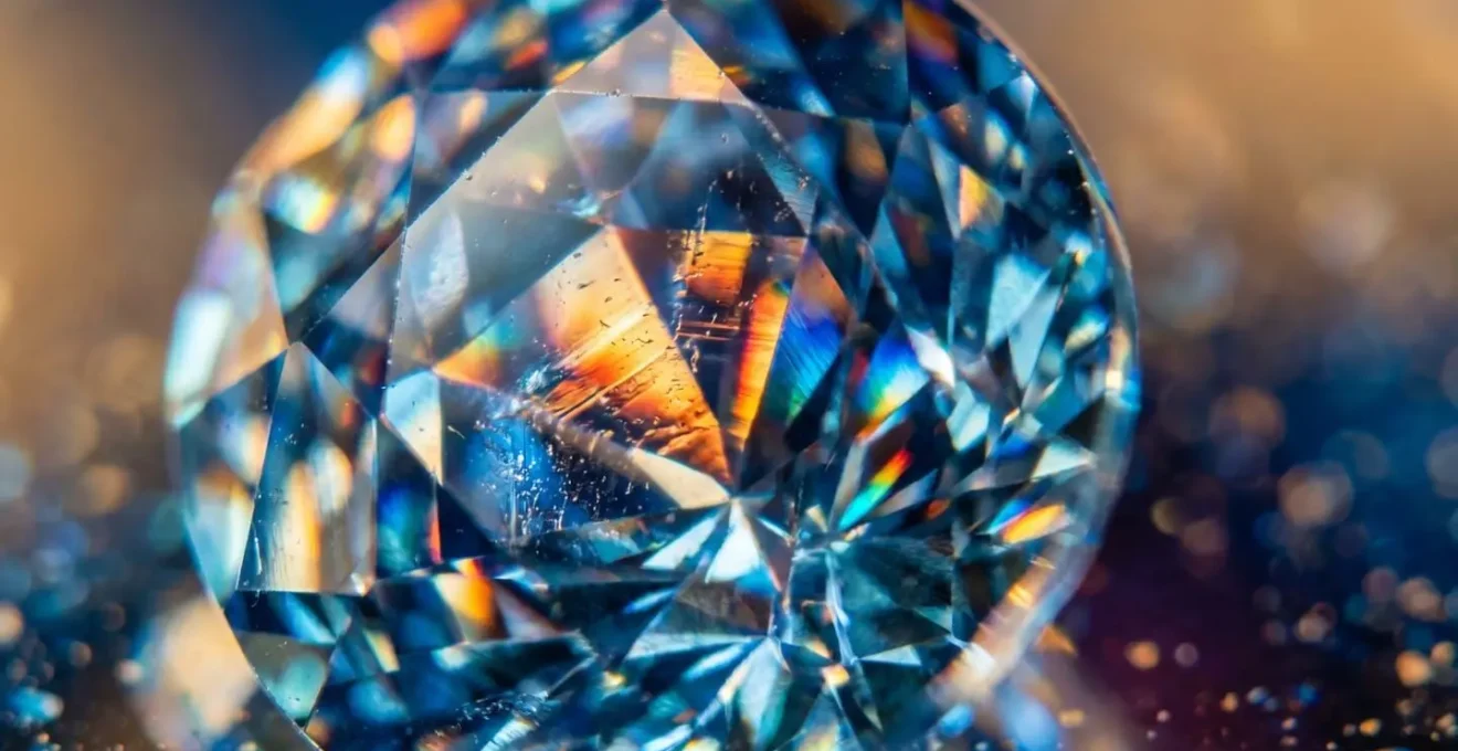 Fotografía macro extrema mostrando la textura y brillantez de gemas preciosas en alta definición