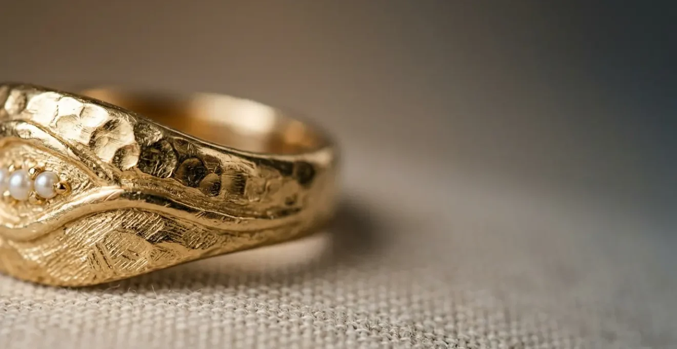 Primer plano detallado de una joya dorada mostrando textura y brillo característicos del baño de oro