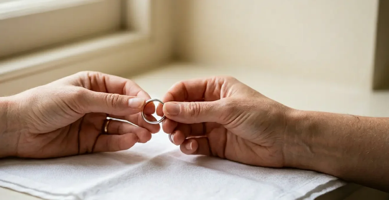 Manos sosteniendo delicadamente una joya de plata mientras la limpian con cuidado en ambiente iluminado naturalmente