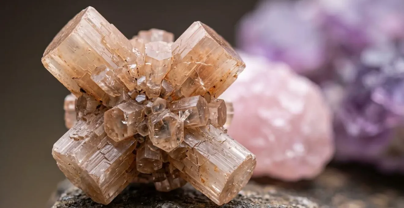 Detalle macro de cristales de aragonito y cuarzo de yacimientos españoles con textura natural