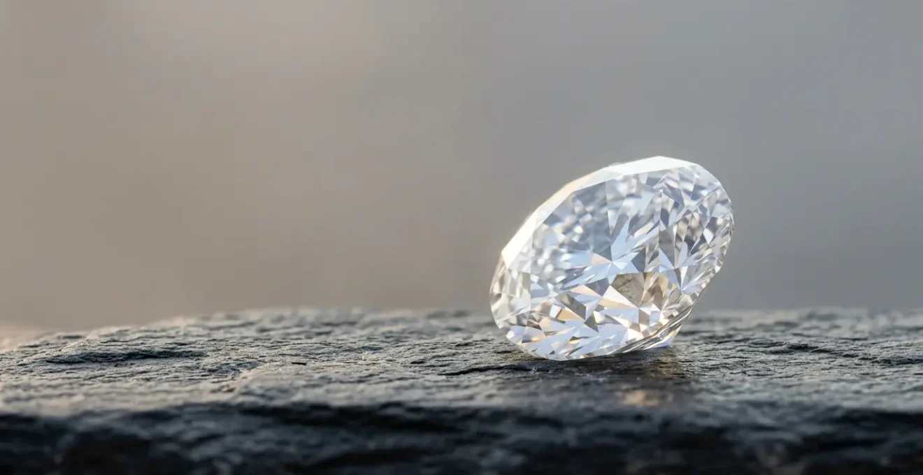 Diamante solitario iluminado mostrando los factores de calidad más allá del peso en quilates