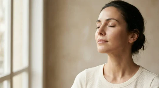 Rostro femenino con piel luminosa y saludable protegida del sol con protector solar