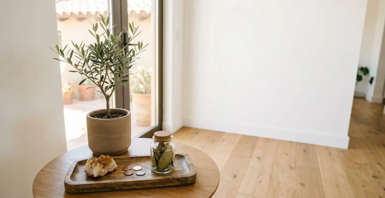 Rincón de abundancia integrado en decoración contemporánea española con elementos naturales