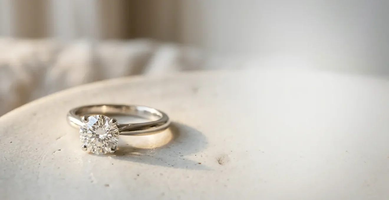 Anillo solitario con diamante brillante que maximiza el tamaño visual mediante diseño y corte estratégico